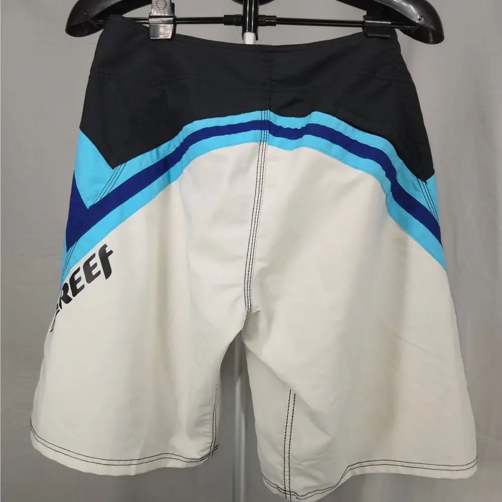 Reef Board Shorts Mens 32‎ Surf Swim Trunks Beach Quick Dry Blue White Black - Picture 10 of 13
